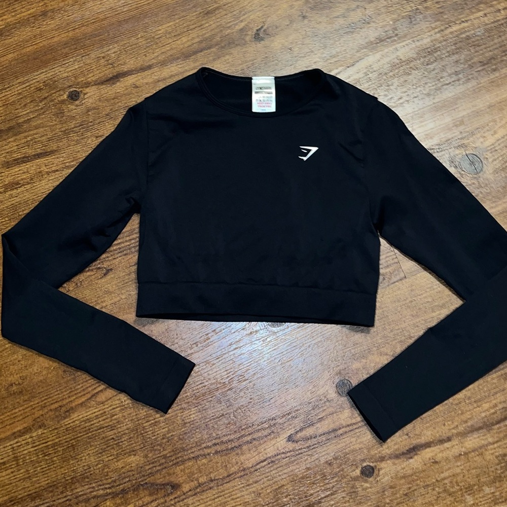 Gymshark Everyday Vital Black Long Sleeve Seamless Activewear Crop Top Size S - Picture 4 of 8